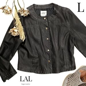 LAL Black Vegan Leather Jacket Sz L